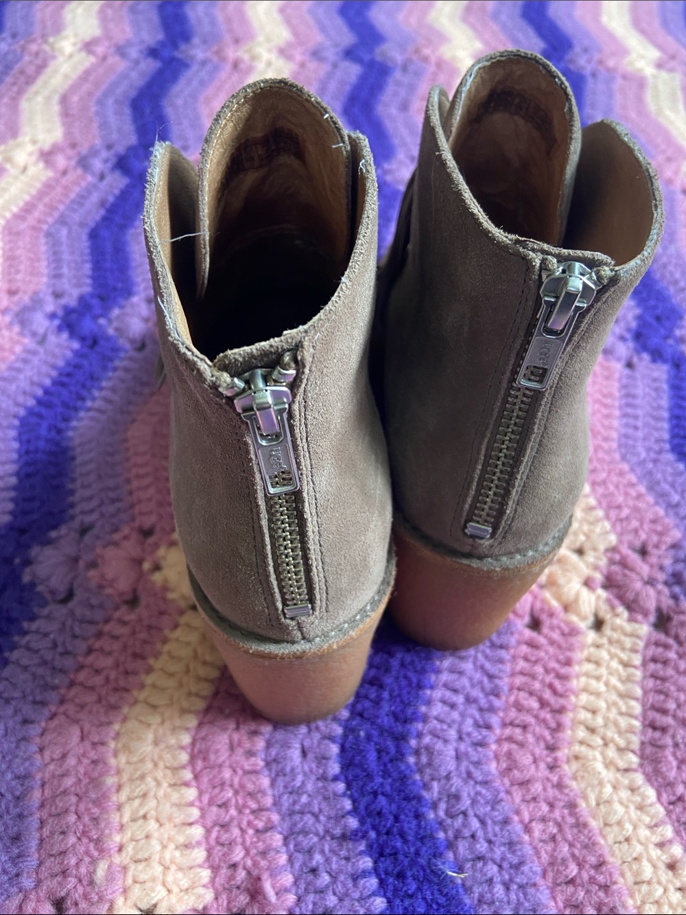 UGG Taupe Suede Tassel Ankle Boots - Picture 9 of 14